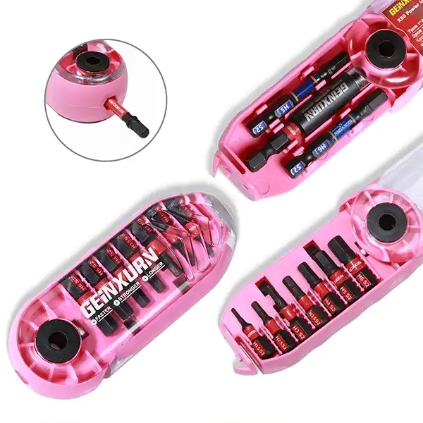 10PCS X50 Power Metric Hex Impact Driver Bit with Bit Holder  Rainbow Box Set for EU-Pink